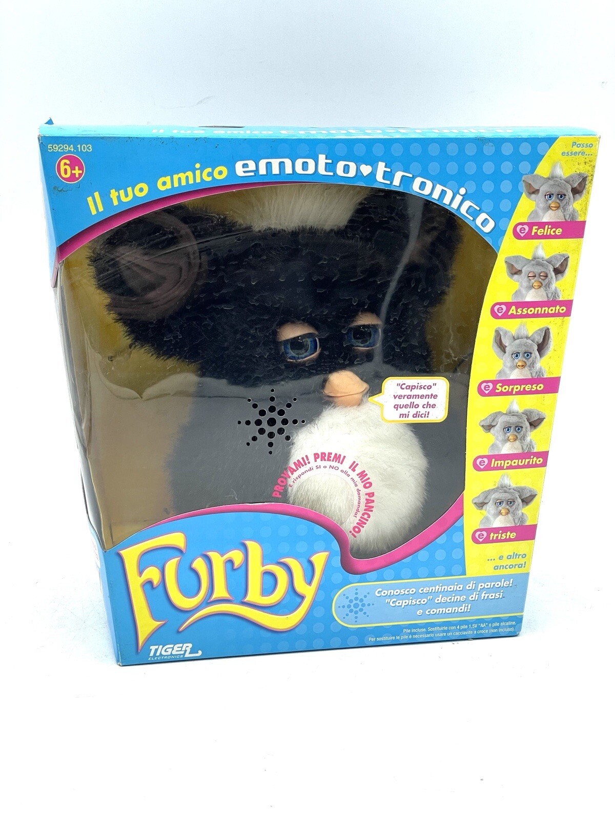 2005# FURBY TRONICO 2005 TIGER HASBRO EMOTO-TRONIC CHARCOAL New Old Stock RB