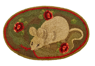 GEORGE WELLS “Field Mouse” Hand Hooked Rug ca 1950 Glen Head, NY~Signed ...