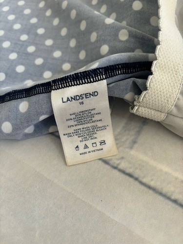 Lands' End 16 Tankini Top Blue White Dots Soft Cup Swim Suit Adjustable Straps - Picture 9 of 10