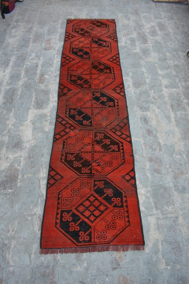 1'10 x 7'9 Feet. Antique Handmade Afghan Turkman Elephant Foot Design Filpai. - Image 2 of 4