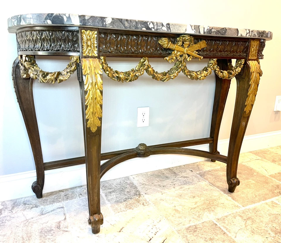 Suporte de mesa console tampo mármore francês antigo 1850–1899 - Imagem 3 de 4