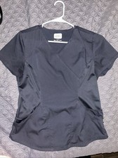Cherokee Luxe Sport Mock Wrap Grey Nurse Scrub Top Size Medium