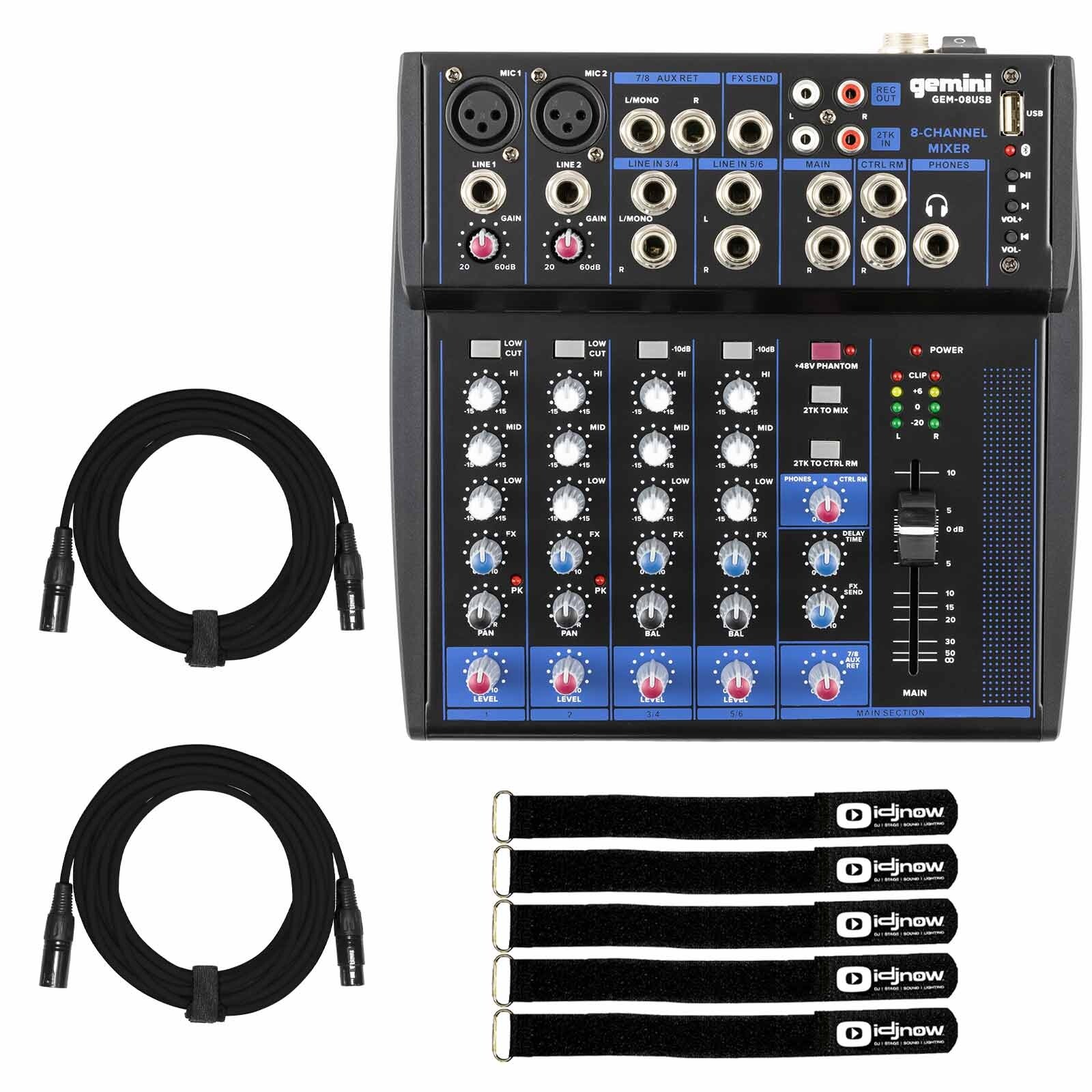 Gemini GEM-08USB 8-канальный USB Bluetooth DJ Запись живого звука микшер с кабелями 16490₽