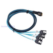 High Quality Internal SlimSAS SFF-8654 4i to 4 x SATA Breakout Forward Cable 1M