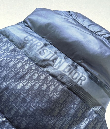 Auth Christian Dior CD Oblique Logo Puffer Vest Gilet All Black Limited Edition - Picture 2 of 7