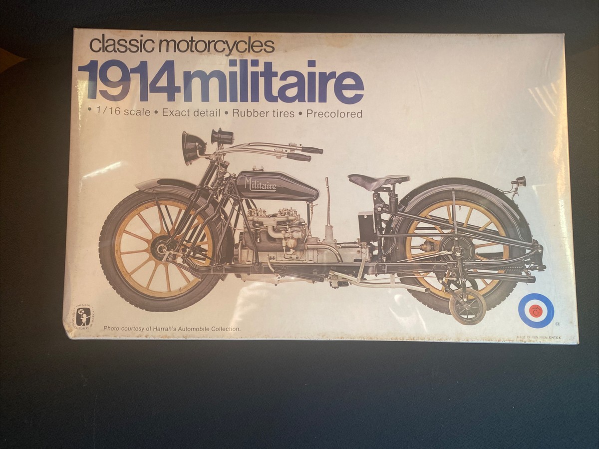 Vintage Entex #8484 Sealed 1914 Militaire Classic Motorcycles 1:16