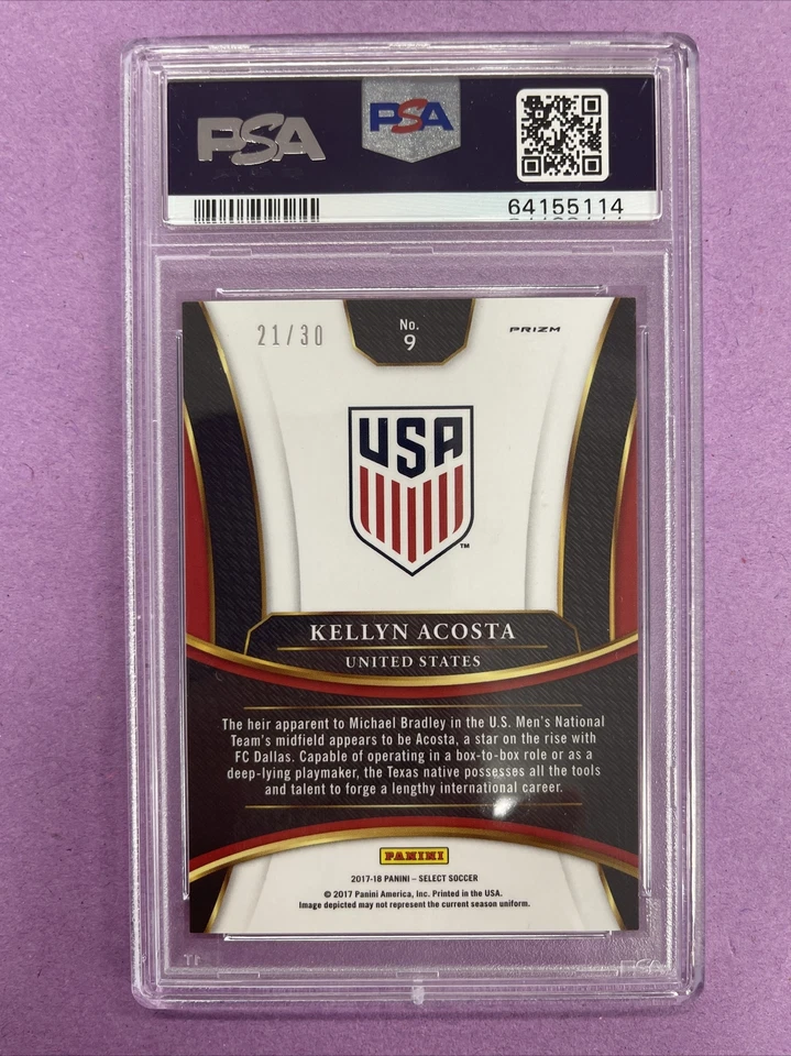 2017 Panini Select Kellyn Acosta #9 TIE-DYE PRIZM /30 PSA 10 GEM MT POP-1 T5 - Image 3 of 4