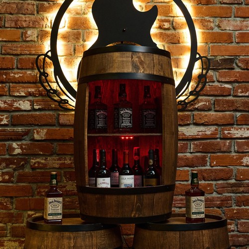 Weinfass mit LED RGB-Beleuchtung, massivholz Weinregal, Fassbar 80cm Wenge - Afbeelding 5 van 12