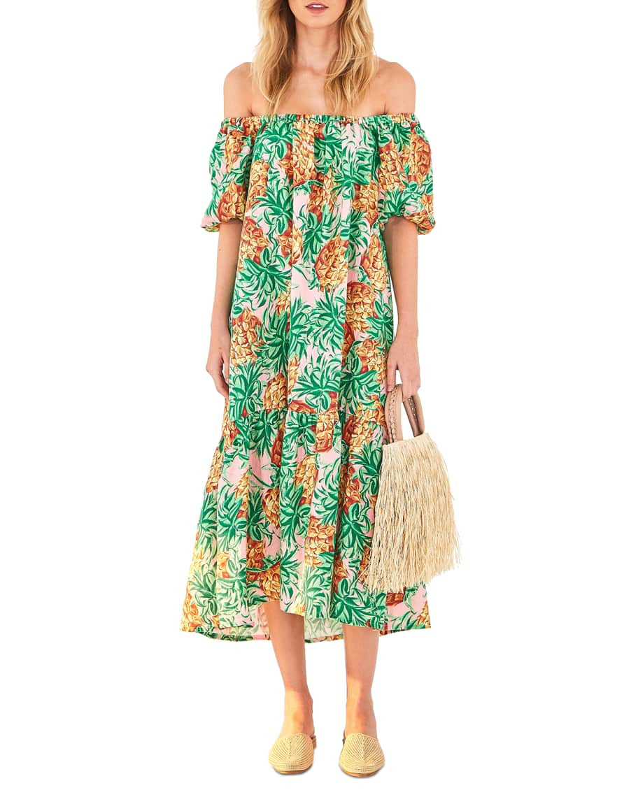 FARM Rio Pineapple Garden Linen DRESS, MULTI / M