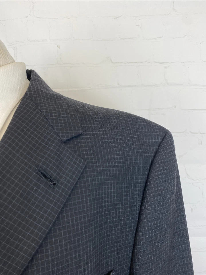 Blazer de lana a cuadros azul oscuro negro Burberry para hombre 44R $1,395 Foto 2 de 4