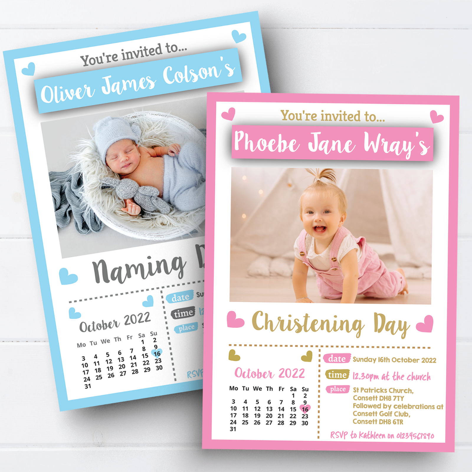 Personalised Photo Baptism Invitations Naming Day Christening Invites x10