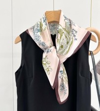100 Mulberry Silk Scarf Women Square Wrap Neckerchief 26" Printing Bandana Q86