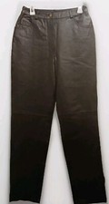 METROSTYLE Wome Leather Pants Black Straight Leg 90's Sz 8 Tall