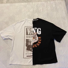 Shein Curve black/white split T shirt XL