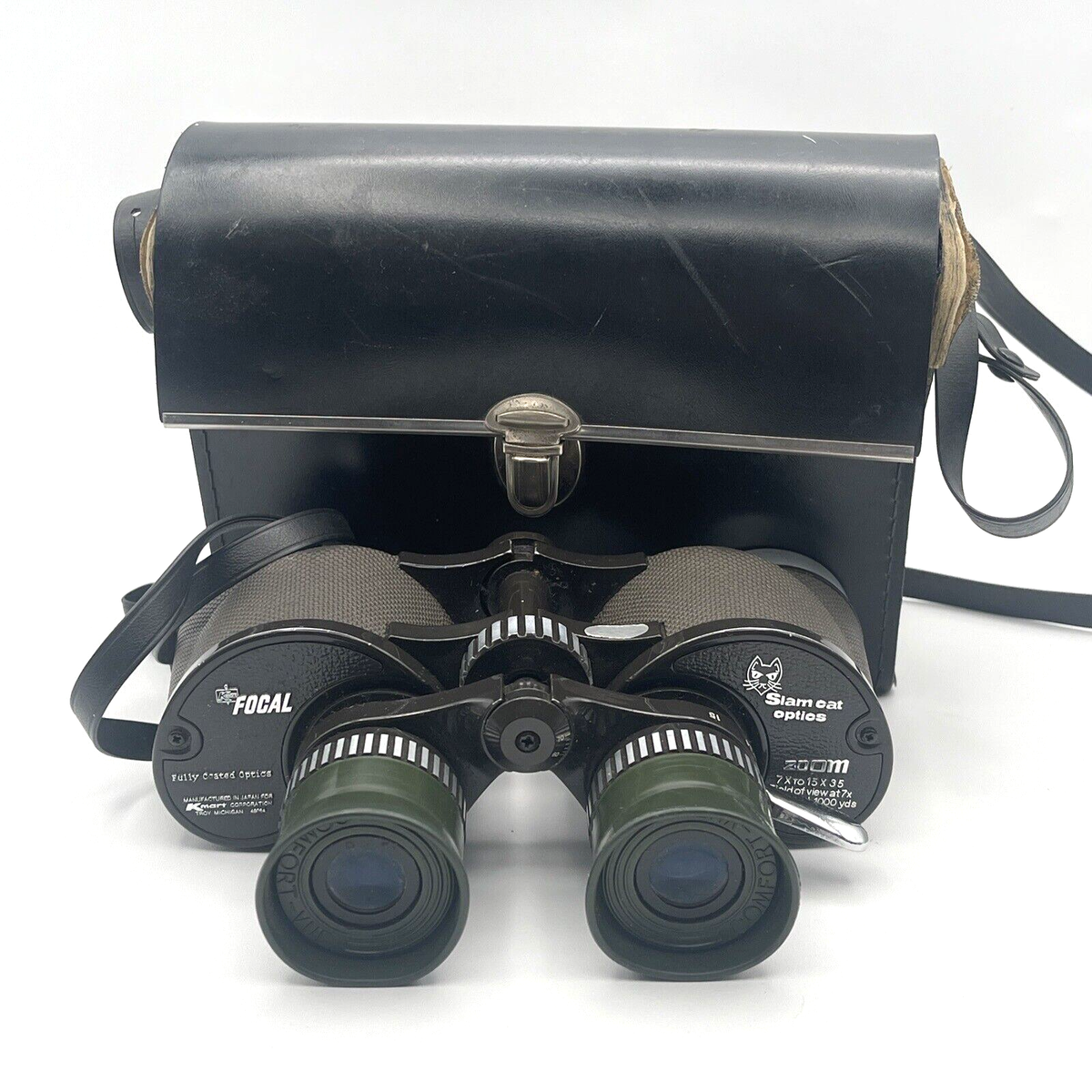 Kmart Focal Binoculars 7x to 15x35 Siam Cat Optics Coated Lens With Case