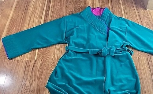 70s Vtg Vanity Fair Womens Large Fleece Terry Robe Nightgown House Coat Green - Picture 3 of 7