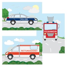 PRICARO Poster "Freund und Helfer" A4 3er Set Deko Kinderzimmer Bilder Kids