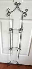Black Metal 3-Tier Wall Plate Rack with Scroll Work on Top and Bottom 40 x 9"