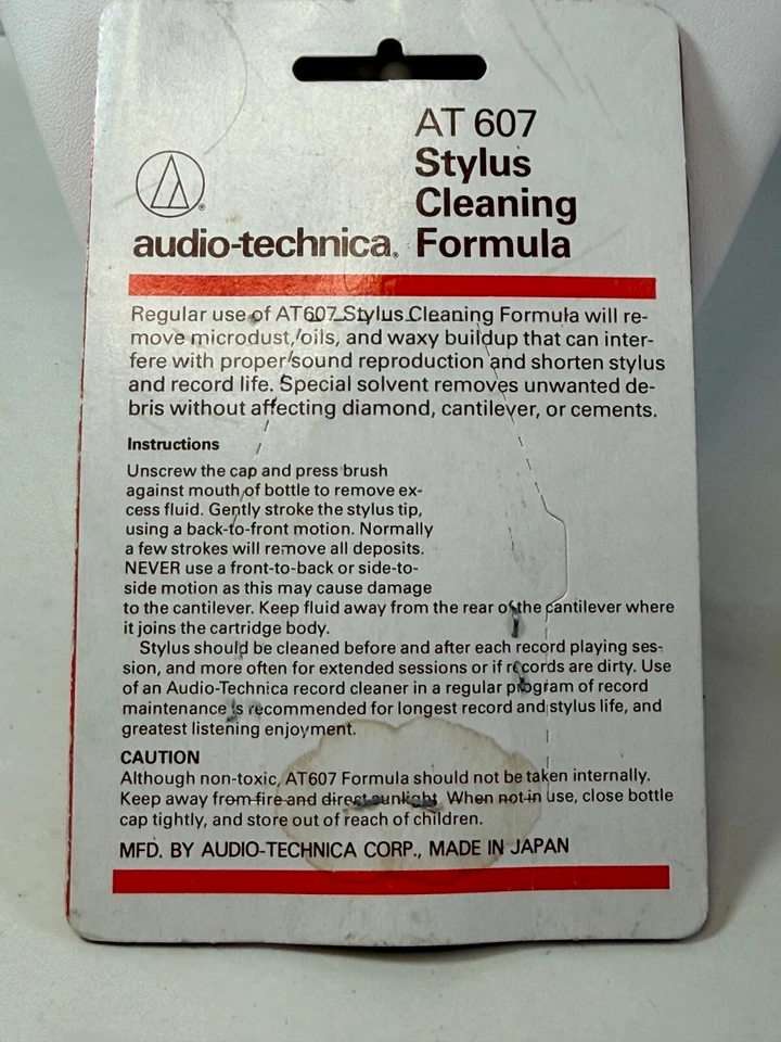Cartucho Stylus Limpiador Líquido y cepillo Audio-Technica VINTAGE NOS AT607a Foto 4 de 4