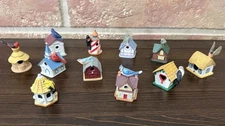 Vintage Lenox Birdhouse Thimbles Lot Of  11 Miniature Figurines Bird House