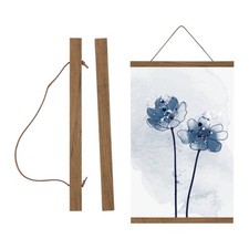 Magnetic Poster Hanger Frame, 8" Wooden Magnet Canvas , Teak Color