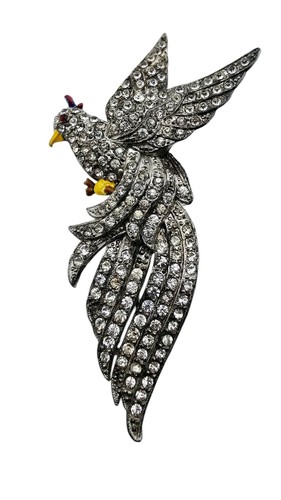 Beautiful Older Pot Metal Paste Dimensional Bird Brooch (A8591) - Picture 3 of 7