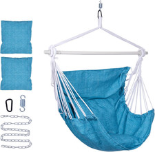Hammock Chair Hanging Rope Swing Chair, 2 Pillows, anti Slip Steel Spreader Bar