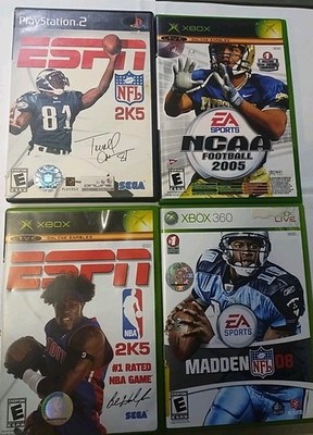 Sports Games Lot Of 4 Xbox,360,PS2 ESPN NFL,Madden 08, NCAA Football, ESPN NBA2k
