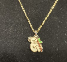 Koala Bear Enamel Child  s Gold Tone Fashion Necklace 16  Plus 2  Extension Gift