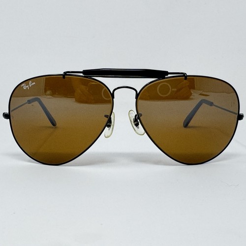 Vintage B&L Ray-Ban Outdoorsman Black Aviator Sunglasses USA ~60-18