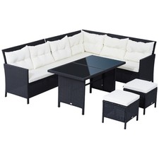 Outsunny 6 Pieces Sofa Set Furniture Rattan Cushion Seat Wicker Black Garden