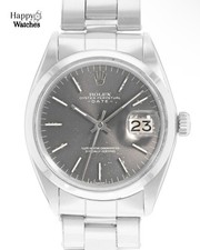 Rolex Oyster Perpetual Date 34 1500 Vintage Grey Index Steel Oyster Mens Watch