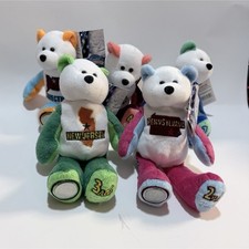 Limited Treasures Coin Bear State Quarter Plush Lot DE PA NJ GA CT w/ Quarters  