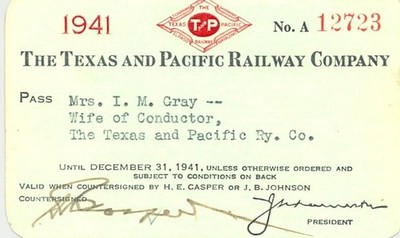 1941 T&P Texas & Pacific Railway Mitarbeiterpass