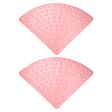 2pcs Non Slip Shower Mat 21"x21" Triangle Shower Mats with Suction Cups Pink