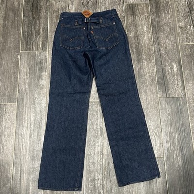 RARE Vintage 1970s Dark Wash Levis Orange Tab Buckle Back Jeans