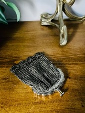 Antique Continental Silver Mesh Chatelaine Evening Purse & Chain Lined Interior