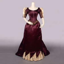 1890s Queen Evening Dinner Dress Victorian Edwardian Duchess Gothic Steampunk