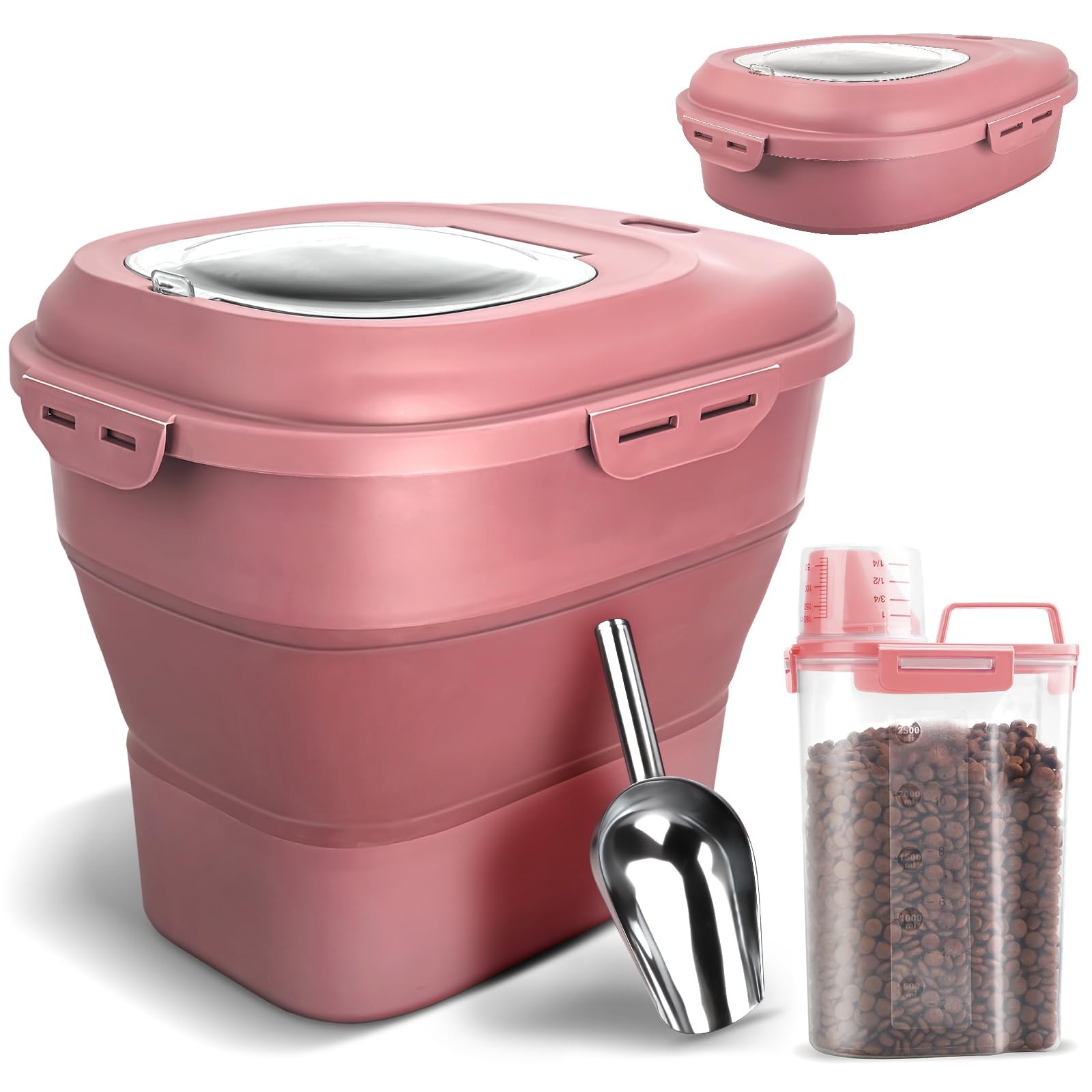 Storage Container, Airtight Collapsible 13lb To 30lb Pet Food Contai...