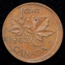 1963 Off-Center 5% Mint Error Canada One Cent Coin Copper 19mm