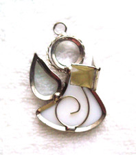 Vintage White Stained Glass Angel Ornament or Sun-Catcher