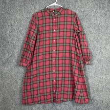 UNQLO Dress Girls 13 Red Plaid Preppy Aline Button Flannel Pockets