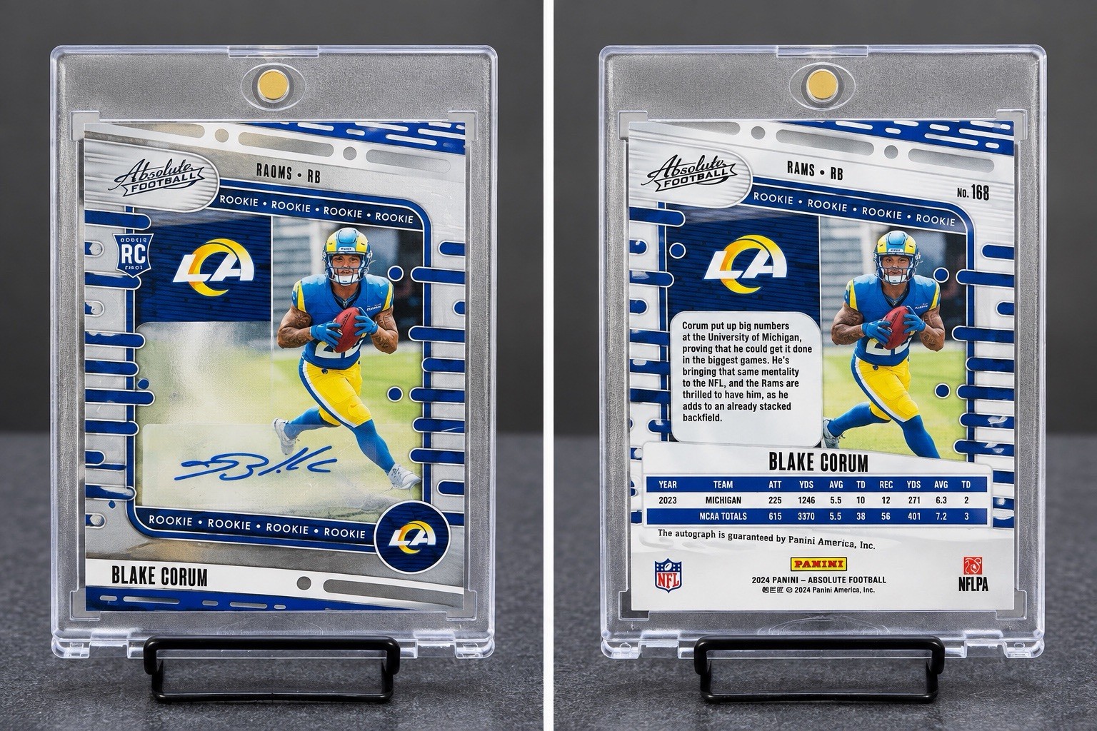 Panini 2024 Absolute Rookies Autograph Blake Corum Los Angeles Rams RC #168