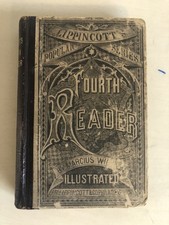 Rare 1883 Antique Lippincotts FOURTH READER Leather Spine