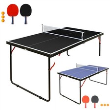 4.5ft Table Tennis Table Foldable Portable Ping Pong Table Set with Net 2Paddles