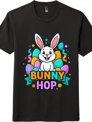 Vintage Cotton T-Shirt Bunny Hop Easter Bunny Egg Print Casual Top for Men Women
