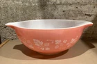 Vintage Pyrex Glass Pink GOOSEBERRY Cinderella #444 Handles Mixing Bowl 4 Quart