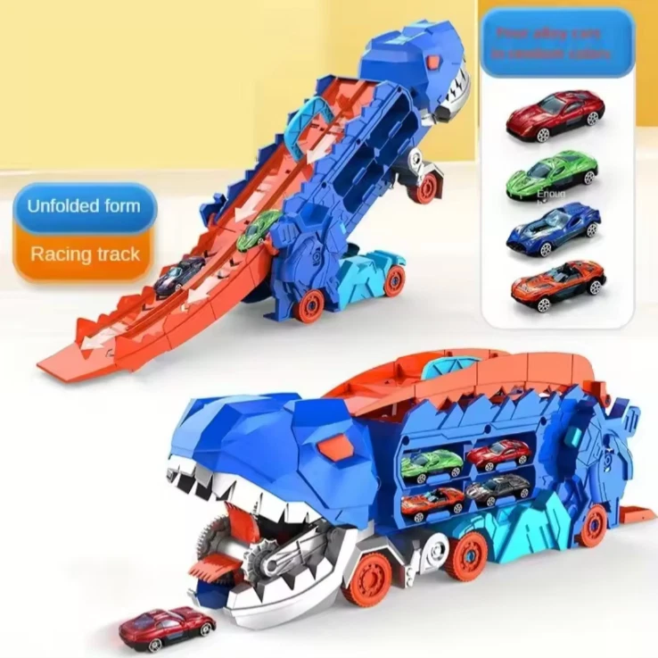 Camion Dinosauro Trasformabile con Pista | Giocattolo 3in1 per Bambini + Regalo - Immagine 3 di 4