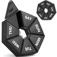 ,Weekly Pill Organizer, 2 Pack Portable Travel Pill Box Dispenser Medicine ca...