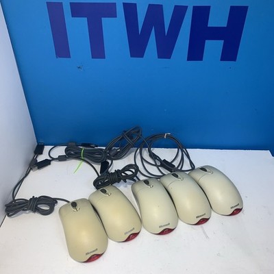 5 x Microsoft USB Wired 3-Button Optical Mouse
